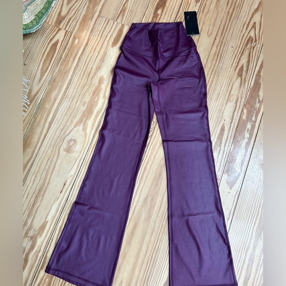 90 Degree By Reflex High-Waisted Flare Pants in Deep Purple